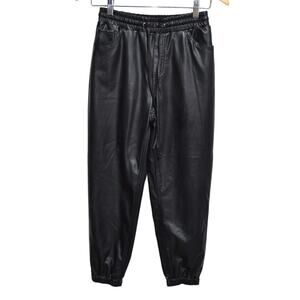 Express High Rise Black Faux Leather Joggers Size XXS Petite